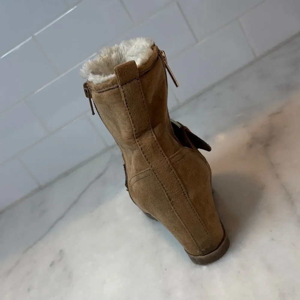 Unisa Boots Women's Quilted Suede Tan Wedge Boots